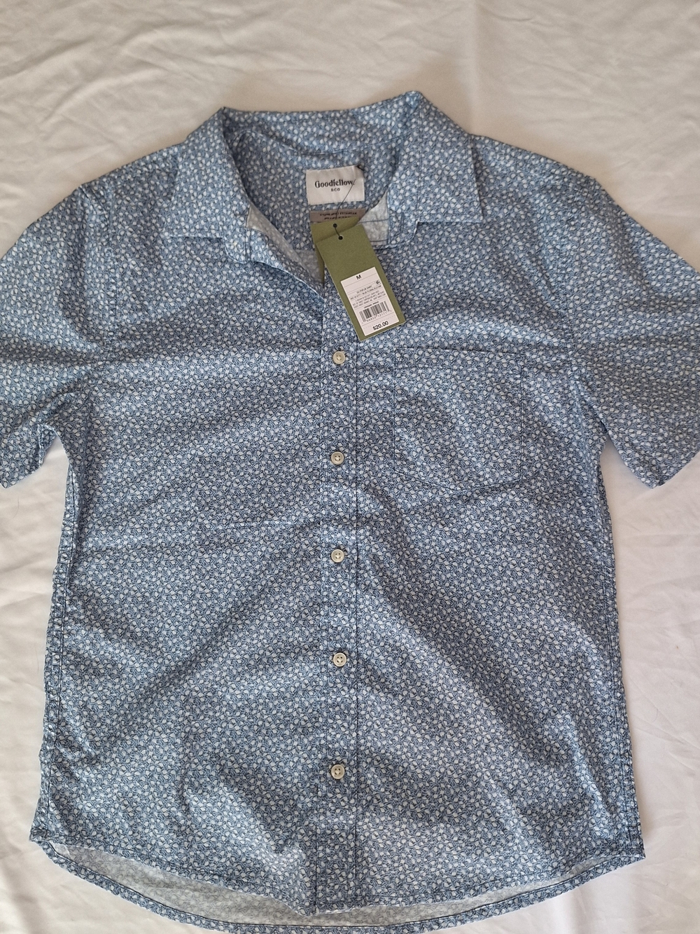 Goodfellow & Co Men’s M Blue Floral Button Up Short Sleeve Shirt NWT
